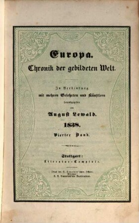 A. Lewald's Europa : Chronik der gebildeten Welt. 1838,4, 1838,4