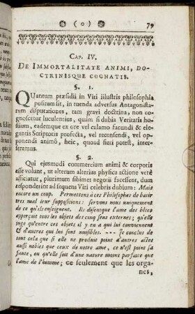 Cap. IV. De Immortalitate Animi, Doctrinisque Cognatis