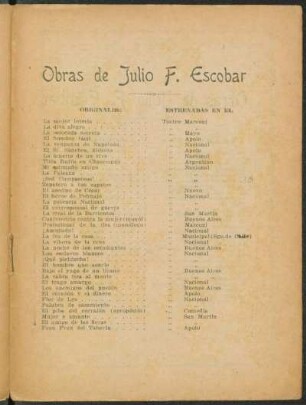 Obras de Julio F. Escobar