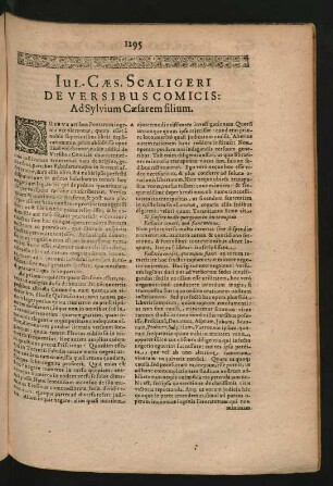 Jul. Caes. Scaligeri De Versibus Comicis: Ad Sylvium Caesarem filium.