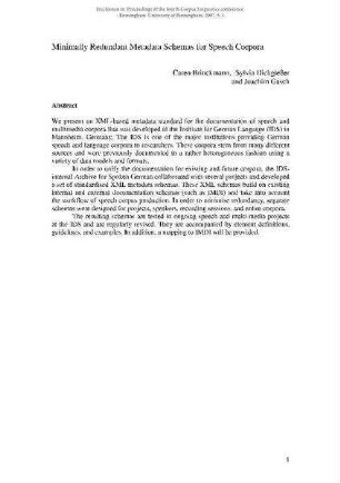 Minimally Redundant Metadata Schemas for Speech Corpora