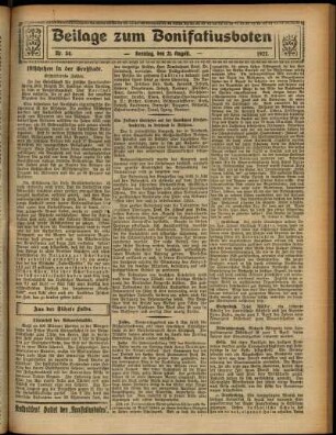 Zweite Ausgabe vom Sonntag, den 21. August 1927.