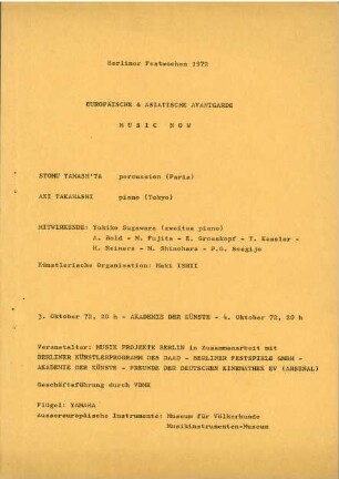 Archiv Berliner Festwochen 1972