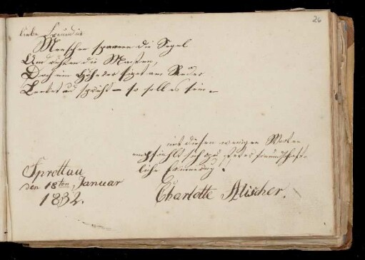 Eintrag (Sprottau, 18.01.1832) von Charlotte Wischer