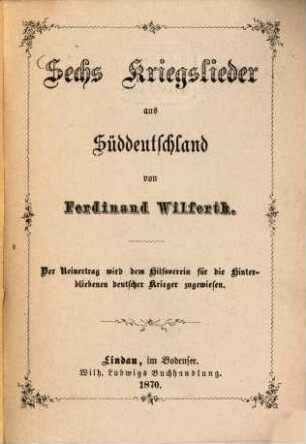 Sechs Kriegslieder aus Süddeutschland