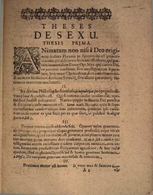 Theses De Sexu, Sive De Natura Et Ortu Maris, Foeminae Et Hermaphroditi