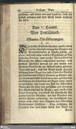 Das II. Capitel. Von Teuschland : Staats-Veränderungen