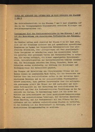 Ziele und Aufgaben des Unterrichts im Fach Sorbisch der Klassen 7 und 8