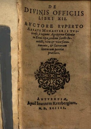 De Divinis Officiis Libri XII.