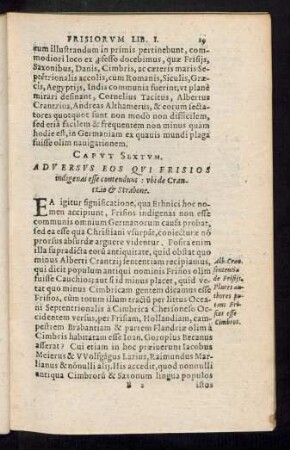 Caput Sextum. Adversus Eos Qui Frisios indigenas esse contendunt ...