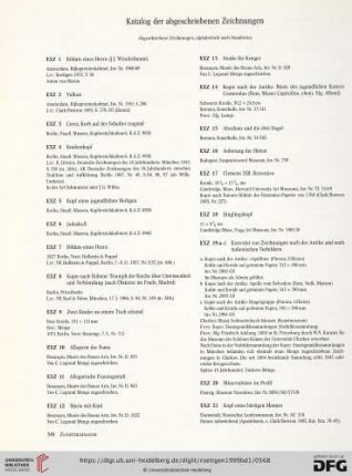 Katalog der abgeschriebenen Zeichnungen (alphabetisch nach Standorten)