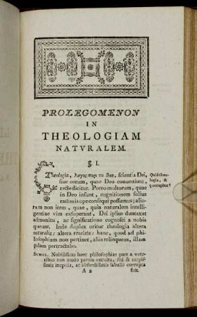 Prolegomenon in Theologiam naturalem.
