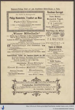 Annoncen-Beilage Blatt 45a zum Frankfurter Möbel-Bazar, 3. Serie.