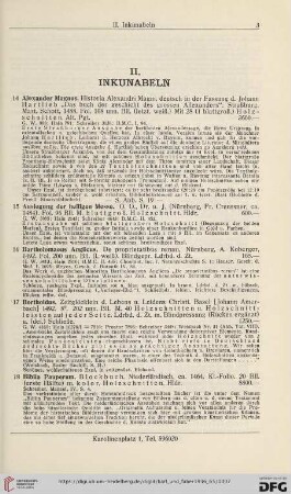 II. Inkunabeln (Nr.14-37)