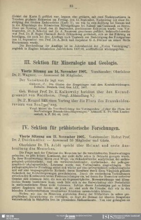 III. Sektion für Mineralogie und Geologie