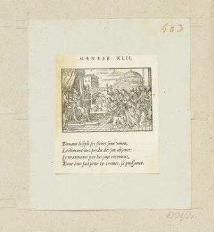 Joseph und seine Brüder als Bittsteller, aus: Claude Paradin, "Quadrins historiques de la Bible", Lyon 1558