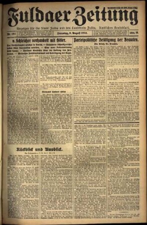 Ausgabe vom Dienstag, den 09. August 1932.