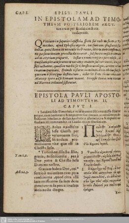 In Epistolam Ad Timotheum Posteriorem Argumentum per Erasmum Roterodamum