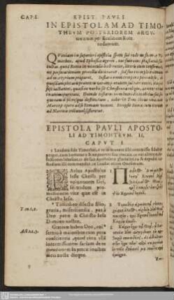 In Epistolam Ad Timotheum Posteriorem Argumentum per Erasmum Roterodamum