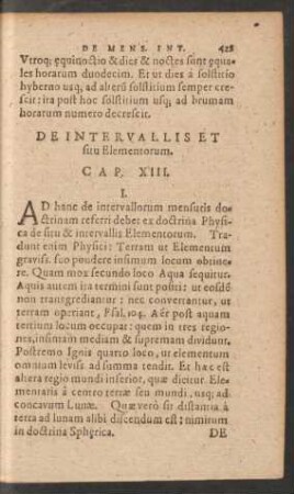 De Intervallis Et situ Elementorum. Cap. XIII.
