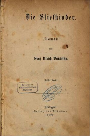 Die Stiefkinder : Roman von Graf Ulrich Baudissin, 3