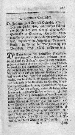 Historisch-diplomatische Beyträge zur Geschichte der Gelahrtheit, besonders im Herzogthum Pommern. Progr.