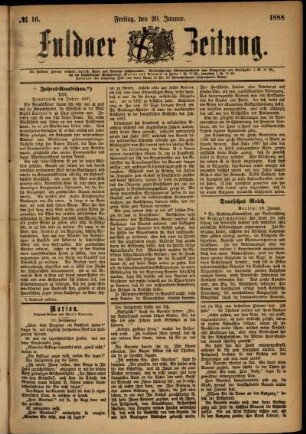 Ausgabe vom Freitag, den 20. Januar 1888.