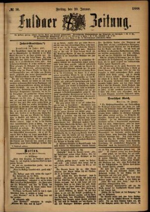 Ausgabe vom Freitag, den 20. Januar 1888.