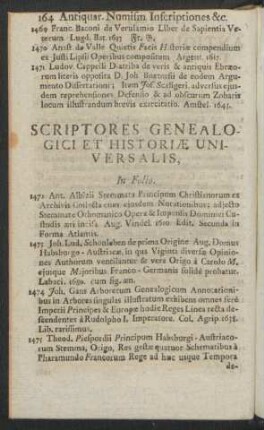Scriptores Genealogici Et Historiae Universalis, In Folio
