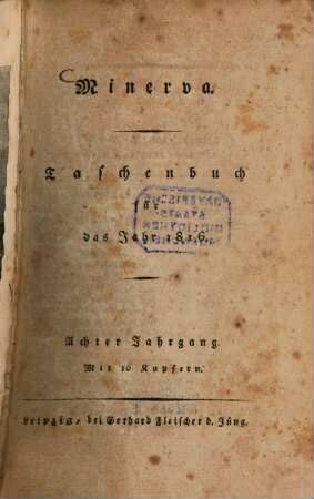 Minerva : Taschenbuch, 1816 = Jg. 8