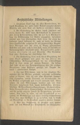 Geschäftliche Mitteilungen