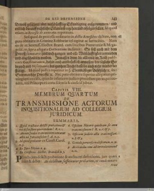 Caput VIII. Membrum 4. de transmissione actorum inquisitionalium ad collegium Juridicum.