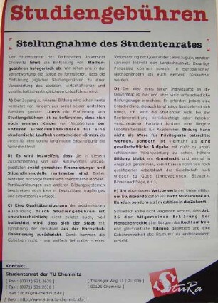 Studiengebühren - Stellungnahme des Studentenrates
