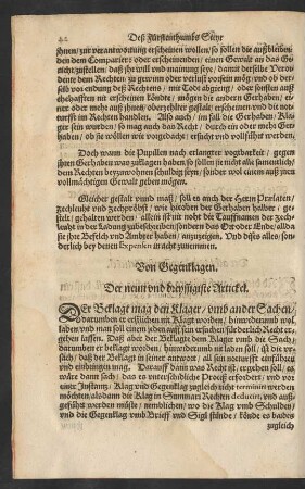 Von Gegenklagen. Der neun und dreyssigiste Artickel.