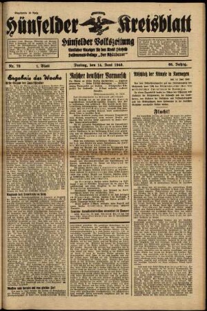 Erste Ausgabe vom Freitag, den 14. Juni 1940.