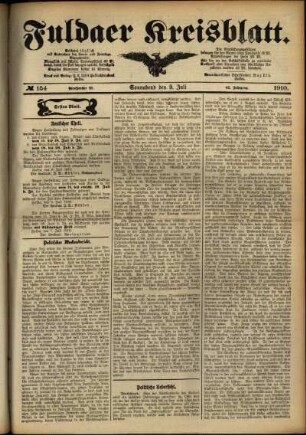 Erste Ausgabe vom Samstag, den 09. Juli 1910.