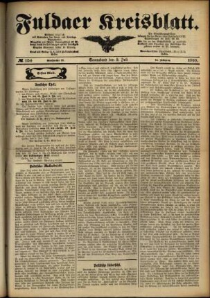 Erste Ausgabe vom Samstag, den 09. Juli 1910.