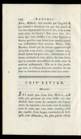 CXIVe Lettre. Mercredi.