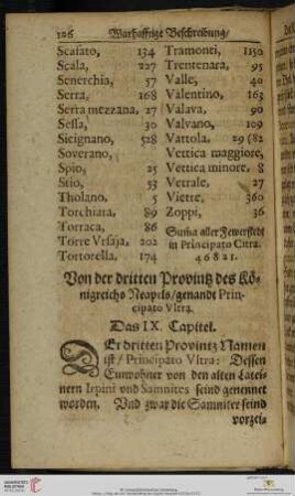 Das IX. Capitel: Von der dritten Provintz des Königreichs Neapels / genandt Principato Vltra