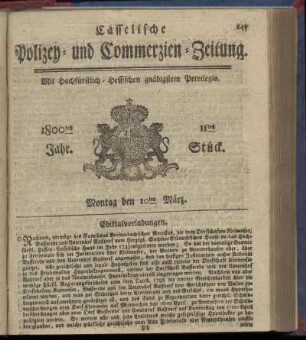 11tes Stueck, Montag den 10ten Maerz 1800