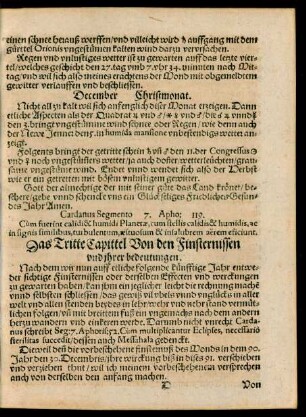 Das Tritte Capittel Von den Finsternissen und ihrer bedeutungen.