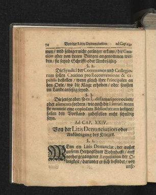 Ad Cap. XXIV. Von der Litis Denunciation oder Ankündigung des Krieges. § I. - 4.