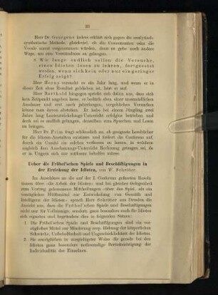 Ueber die Froebel'schen Spiele und Beschäftigungen in der Erziehung der Idioten