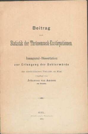 Beitrag zur Statistik der Thränensack-Exstirpationen