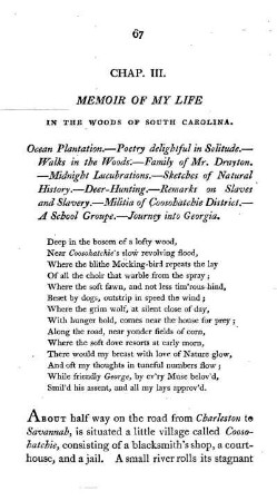 MEMOIR OF MY LIFE IN THE WOODS OF SOUTH-CAROLINA