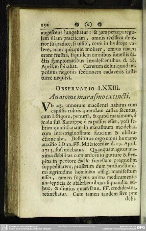 Observatio LXXIII. Anatome marasmo extincti