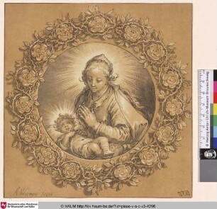 [Maria mit dem Kind im Rosenkranz; Mary with the Child in a Rosary]