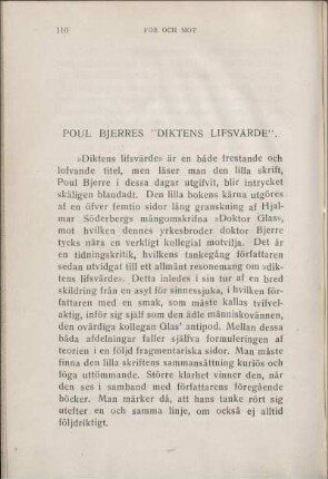 Poul Bjerres "Diktens Lifsvärde".