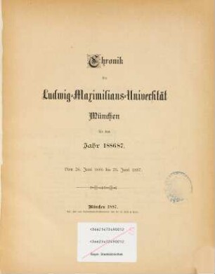 Chronik. 1886/87