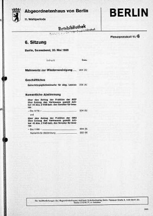 Nr. 6, 20. Mai 1989